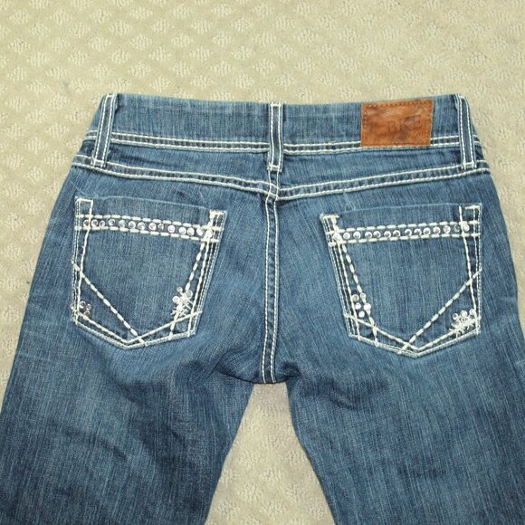 BKE Denim Starlite Cropped Cuffed Heavy Stitching Blue Jeans Size 25 (Act 28x17) - Picture 3 of 7